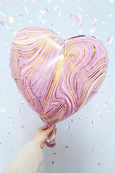 PEKSHOP Purple Marble Heart Foil Balloon Retro Balloon Heart Shaped 18inch 45cm