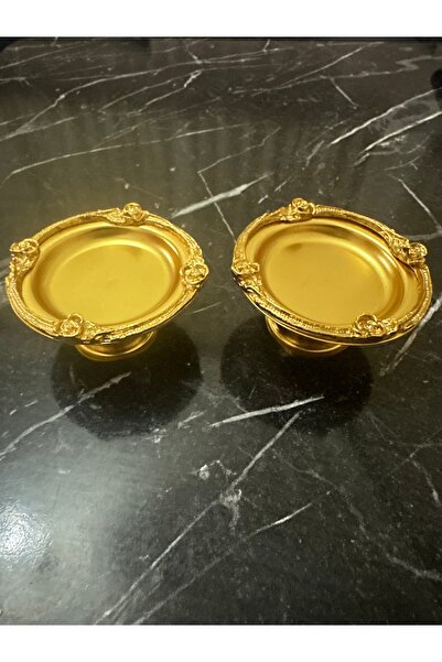 Ogeda Home, Gold Metal Kaplama Kahve Yanı Lokumluk 2'li -Ayaklı, Şık Sunumluk...