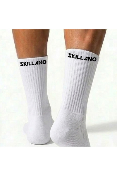 SKILLANO جوارب قطن يومية قصيرة الساق - 80% قطن ناعم و20% إيلاستين - جوارب بيضاء قابل للتنفس