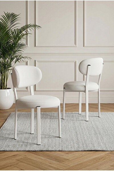 DEREN HOME Pufy Serisi 1 Adet Mutfak Salon Sandalyesi Baby Face Kumaş Silineb...