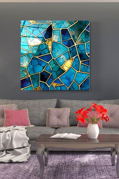 Hinora Pictură abstractă pe sticlă, pictură decorativă pe sticlă