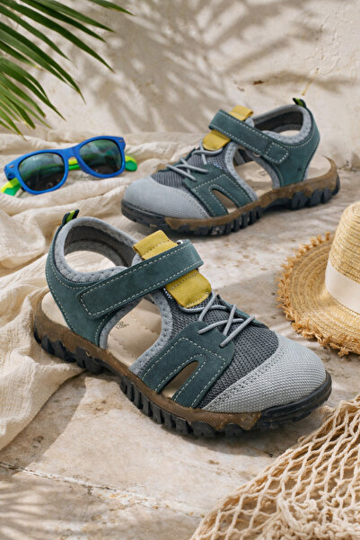 ORELİON Αγόρια Χακί Velcro Sports Summer Σανδάλια Αναπνεύσιμο Mesh Fabric Αντ...