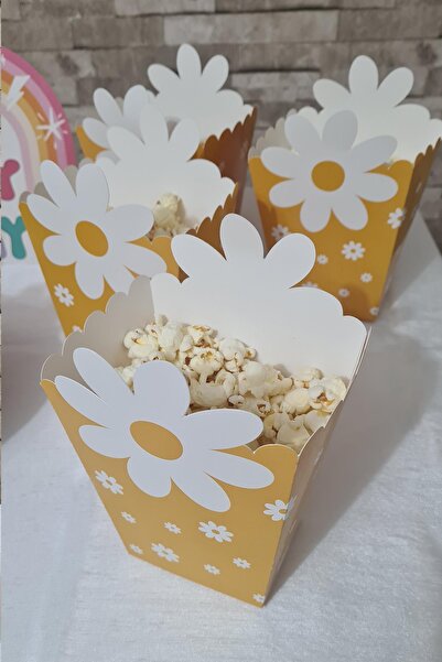 PEKSHOP Papatya Konsept Popcorn Kutusu 8 Li Özel Üretim Büyük Boy