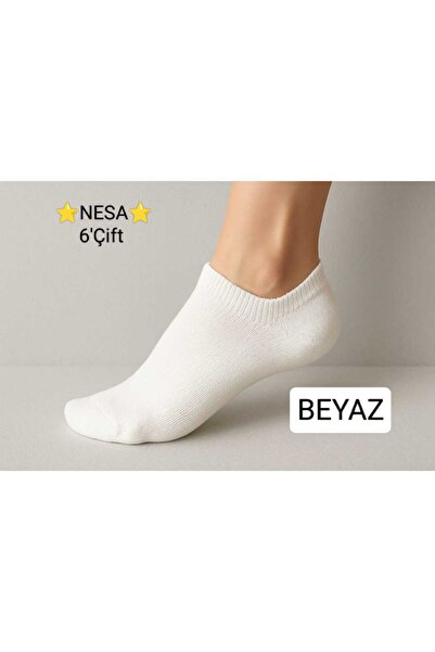 NESA 6 perechi de șosete scurte din bumbac pentru femei* albe