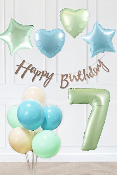 PEKSHOP Ρετρό Μπλε Πράσινα Χρώματα Σετ για πάρτι γενεθλίων Ρετρό Πράσινο Μπαλ...