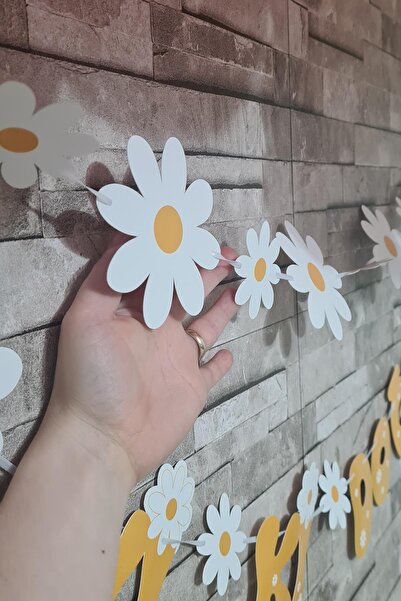 PEKSHOP Papatya Tema 2li Set Banner İyi Ki Doğdun Papatya Konsept Duvar Süsü