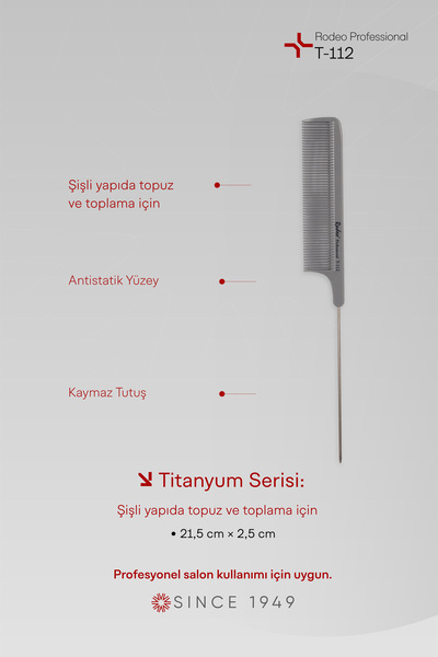 Rodeo Professional Αντιστατική χτένα από τιτάνιο T-112
