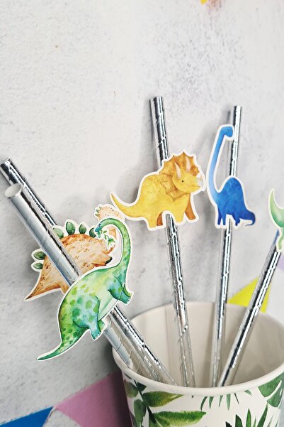 PEKSHOP Dinozor Konsept Pipet Süsleri 10lu Lüks Pipet Paketi