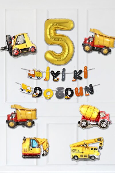 PEKSHOP Σετ για πάρτι γενεθλίων με θέμα την κατασκευή, σετ διακοσμητικών γενε...