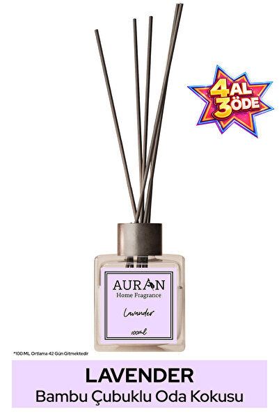 AURAN Lavender - Lavanta Kare Bambu Çubuklu Oda Kokusu 100ml