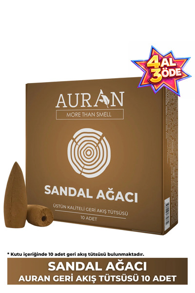 AURAN Sandal Ağacı Kokulu Geri Akış Tütsüsü konik Tütsü Sandal Wood Backflow ...