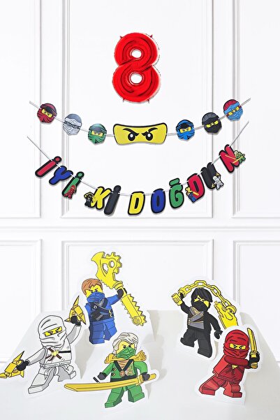 PEKSHOP Ninja Konsept Doğum Günü Yaş Balonlu Ninja Tema Süsleme Seti
