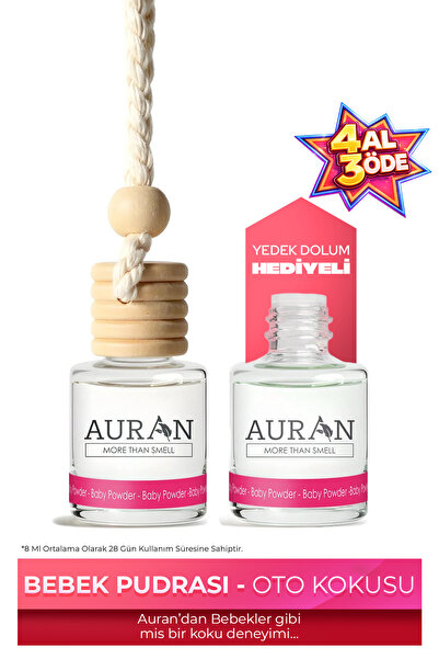 AURAN Baby Powder Oto Kokusu Ip Askılı Araç Kokusu Uzun Süre Kalıcı Bebek Pud...