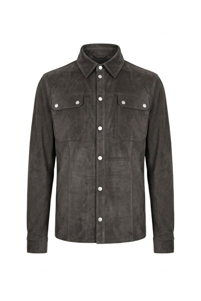 asus deri Devor - Hakiki Kuzu Derisi Süet Acı Kahve Gömlek Ceket