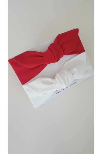 swan butik Σετ αγκράφες μπαντάνας για κοριτσάκια 2 τεμαχίων Λευκό, Κόκκινο