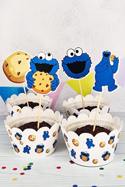 PEKSHOP Kurabiye Canavarı Konsept Kürdan Süsleri Cupcake Süsleri Lüks Büyük B...