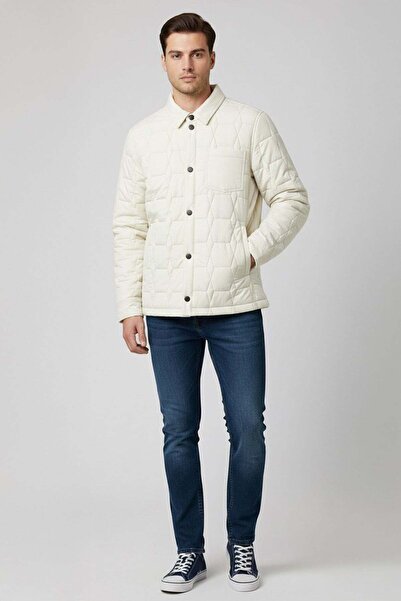 Sabri Özel Giotelli Stone Regular Fit Shirt Collar Patterned Men's Coat Jacket