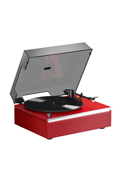 Hym Originals Lumi-S Kırmızı Dahili Bluetooth Hoparlörlü Retro Pikap Plakçalar