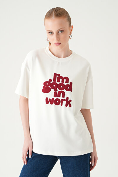 Rays Tricou cu text alb brodat 8106