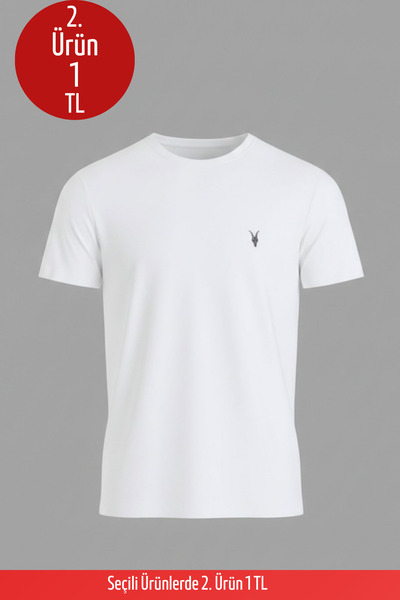 COMBİNE MİCHAİL تي شيرت أبيض أساسي فضفاض برقبة دائرية للرجال