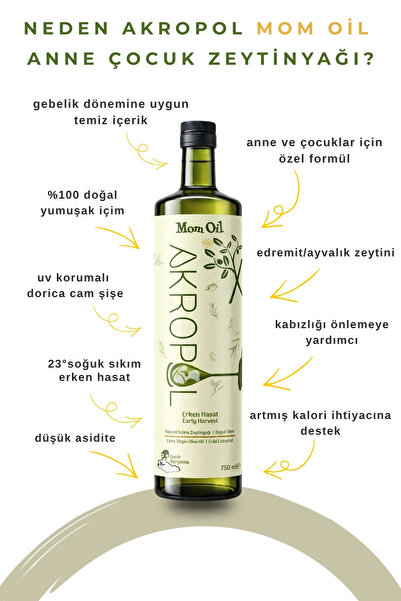 Akropol Doğal Erken Hasat Soğuk Sıkım Yüksek Polifenollü Zeytinyağı 750ML Cam...
