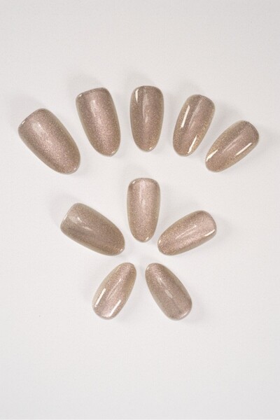 POP Beauty Takma Tırnak Seti & Zararsız Yapıştırıcı, Cat Eye POPBeauty10143