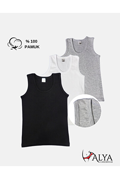 ALYA UNDERWEAR Maieu cu nervuri din bumbac pentru baieti, guler oval, pachet ...