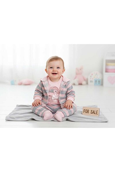 Baby Mii Bebek 3’lü Takım Kapüşonlu %100 Pamuk