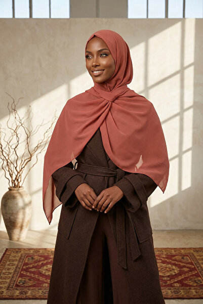 Aisha's Design Penye Bone ve Pratik Şifon Şal İkili Takım,Tarçın,PS-48