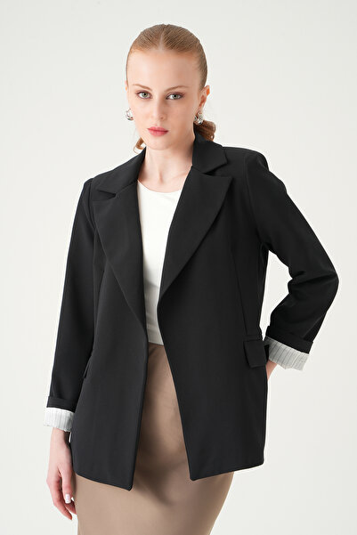 Rays Μαύρο Με φόδρα Ριγέ Μπουφάν 8403A