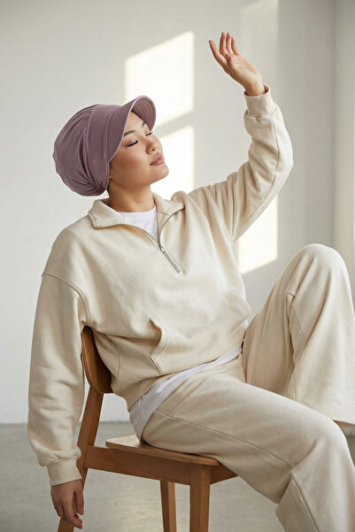 Aisha's Design Siperlikli Penye Şapka Bone,B-73,Lila