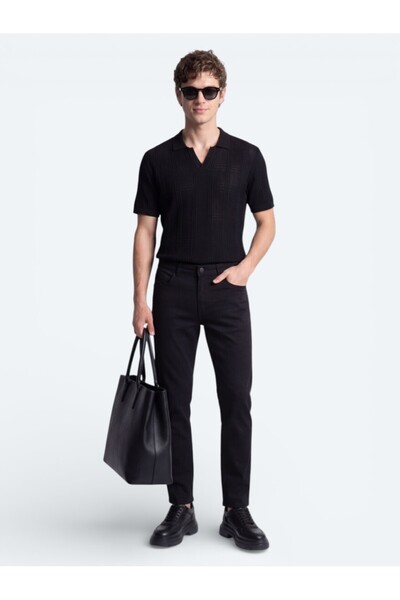 Kip بنطلون جينز أسود بقصة ضيقة - مزيج من القطن