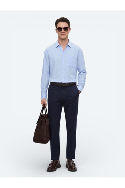 Kip Сині прямі штани з бавовняної суміші, прямий крій, повсякденні