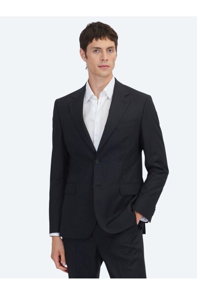 Kip بدلة سوداء حديثة الطراز 100% قطن صوف