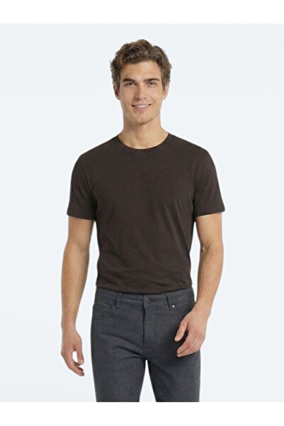 Kip Коричнева пряма футболка зі 100% бавовни