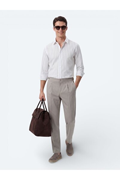 Kip Біла смугаста сорочка звичайного крою з плетеної повсякденної бавовняної ...