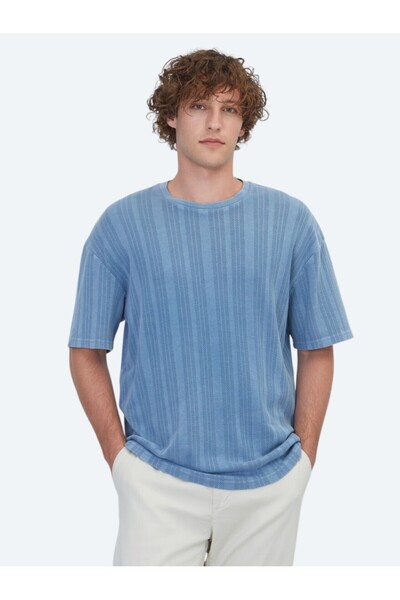 Kip Μπλε Ριγέ 100% Βαμβάκι T-Shirt