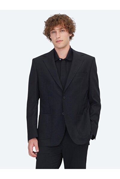 Kip Black Micro Modern Fit 100% Wool Jacket