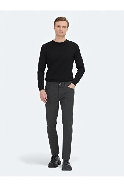 Kip Антрацитові прямі штани Slim Fit зі змішаної бавовни