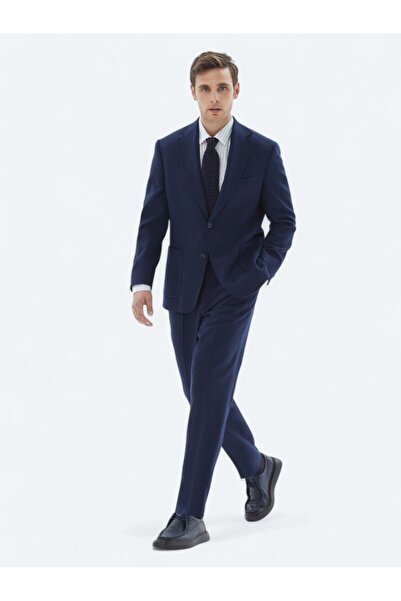 Kip بدلة قصة مستقيمة من الصوف النيلي - مقاس مريح