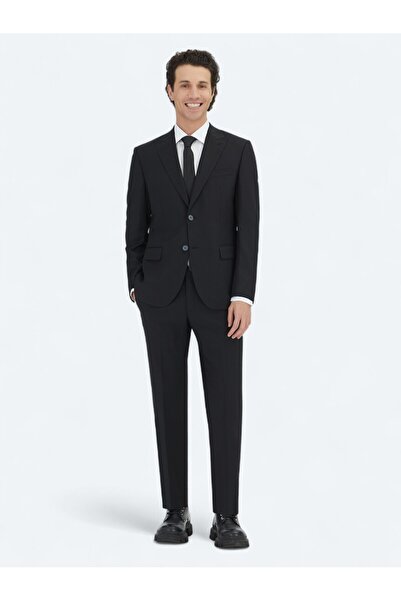 Kip بدلة سوداء مستقيمة من مزيج الصوف الحديث