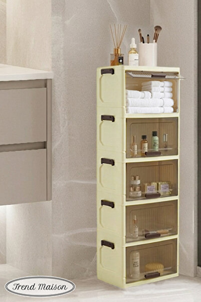 Trend Maison 5'li Portatif Çok Amaçlı Modüler Katlanabilir Dolap Banyo Mutfak...