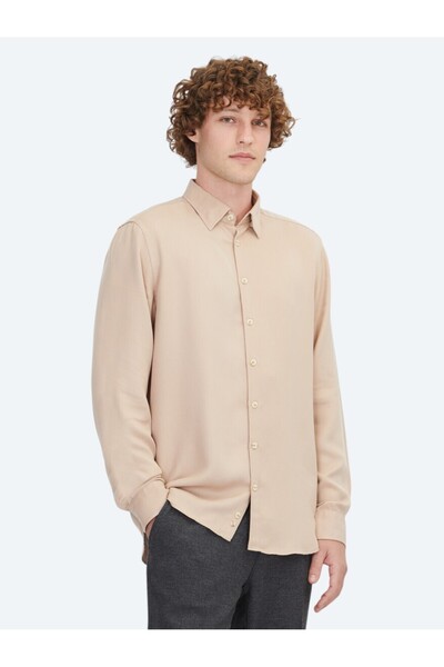 Kip قميص كاجوال منسوج بقصة عادية من سالمون