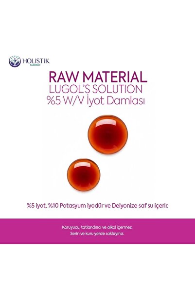 Raw Material Lugol's Solution %5 Damla 20 ml | %5 İyot & %10 Potasyum İyodür |