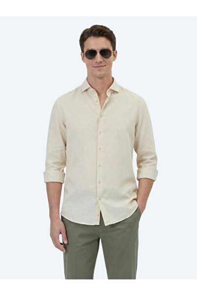 Kip Жовта пряма Regular Fit Тканина Повсякденна Бавовняна суміш Сорочка