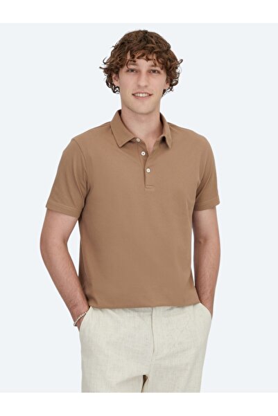 Kip Коричнева футболка з коміром-поло з бавовняної суміші
