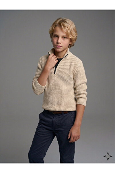 CLOUDY WEAR&DESİGN Момчешки пуловер с цип и поло яка