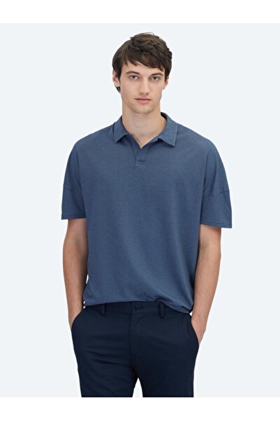 Kip Синя футболка з коміром-поло з бавовняної суміші