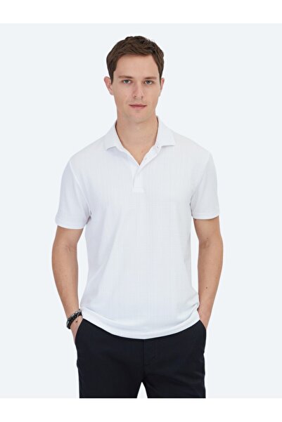 Kip Біла жакардова футболка з поло-коміром