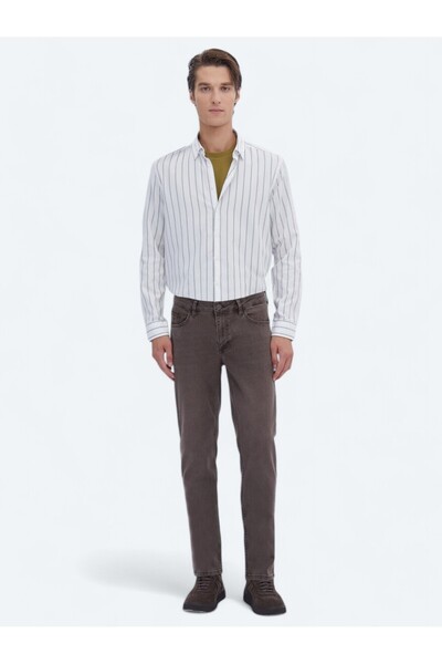 Kip Коричневі прямі джинси зі змішаної бавовни